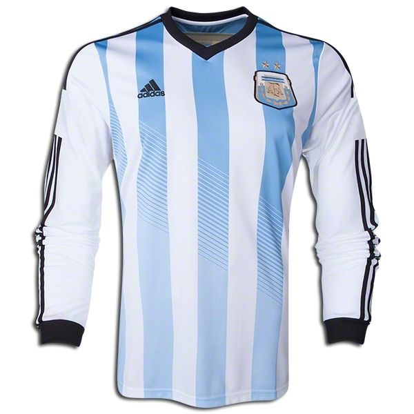 2014 Argentina Retro Long Sleeve Home Kit Soccer Jersey